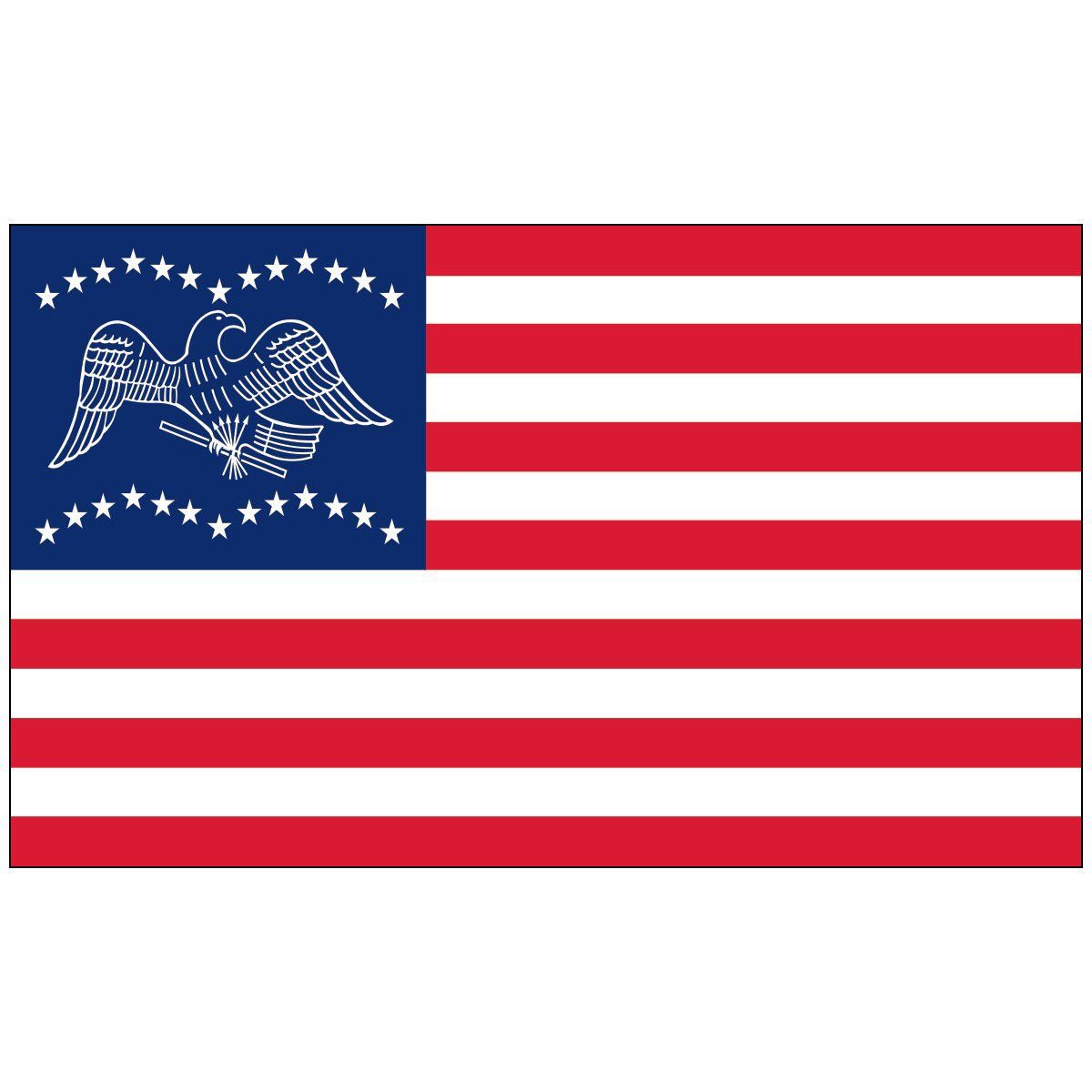 A red , white and blue american flag with an eagle on it.