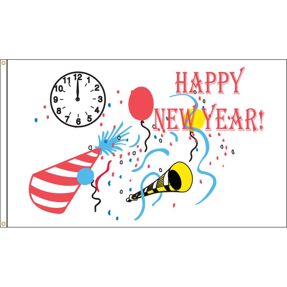 A flag that says happy new year on it