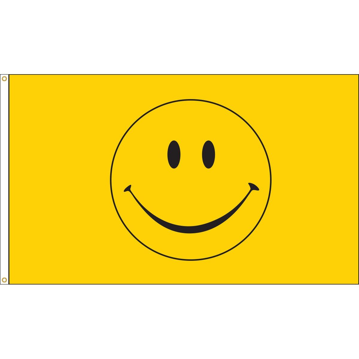 A yellow flag with a black smiley face on it