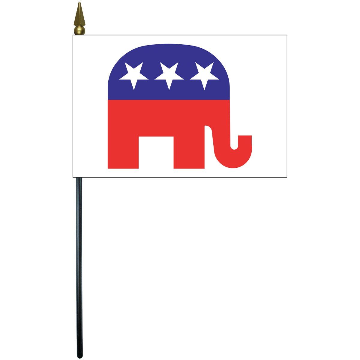 A small flag with an elephant and stars on it