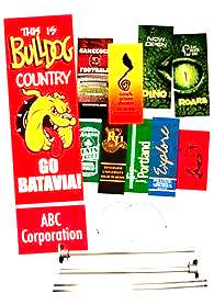 A bunch of signs with one that says `` this is bulldog country ''