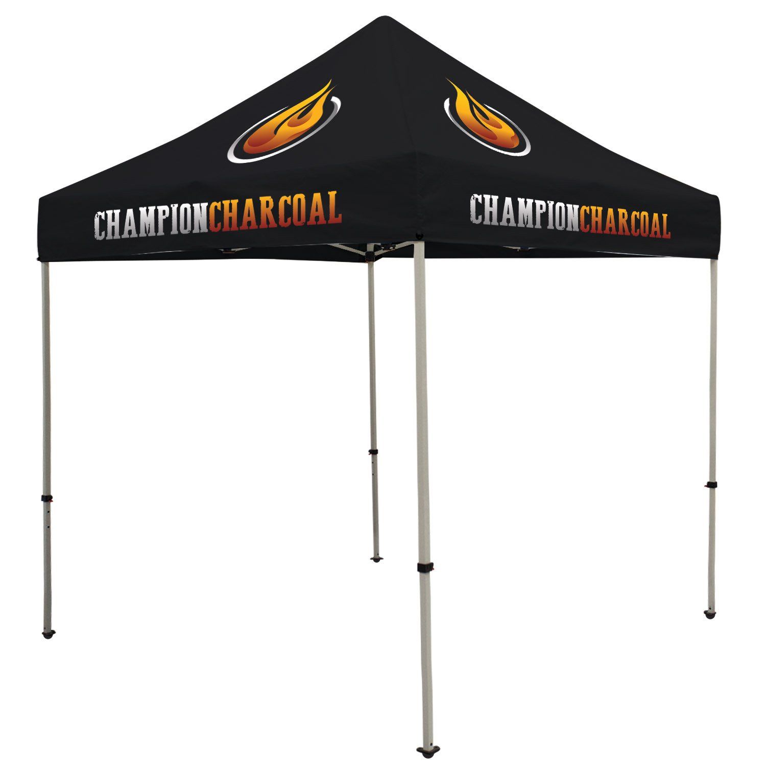 A black tent with the words champion charcoal on it