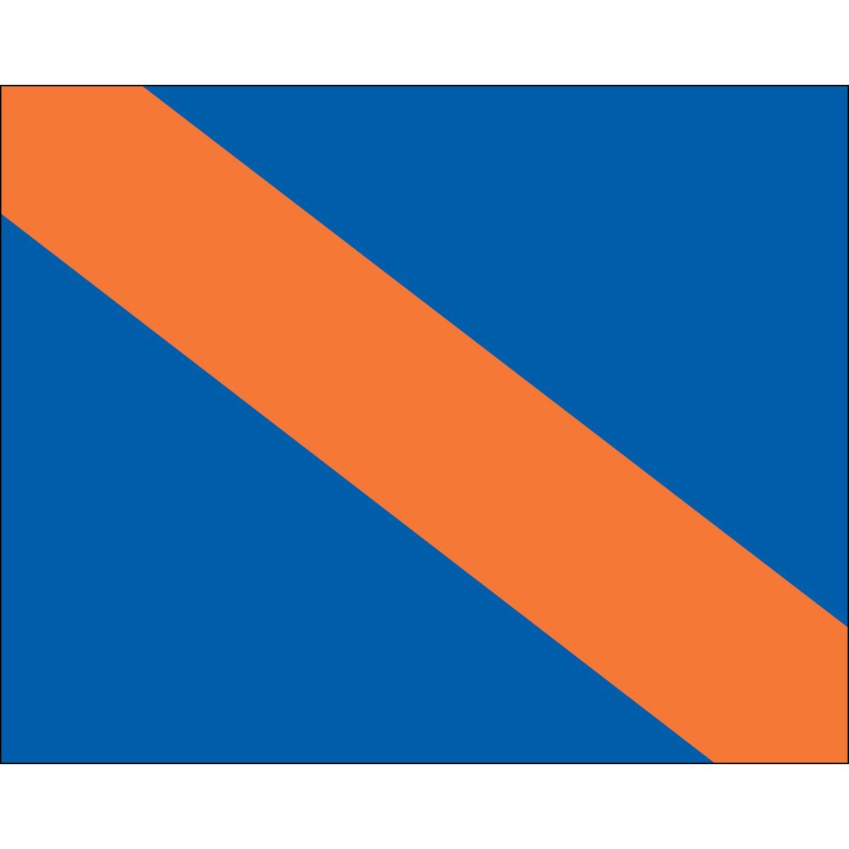 A blue flag with an orange stripe on it