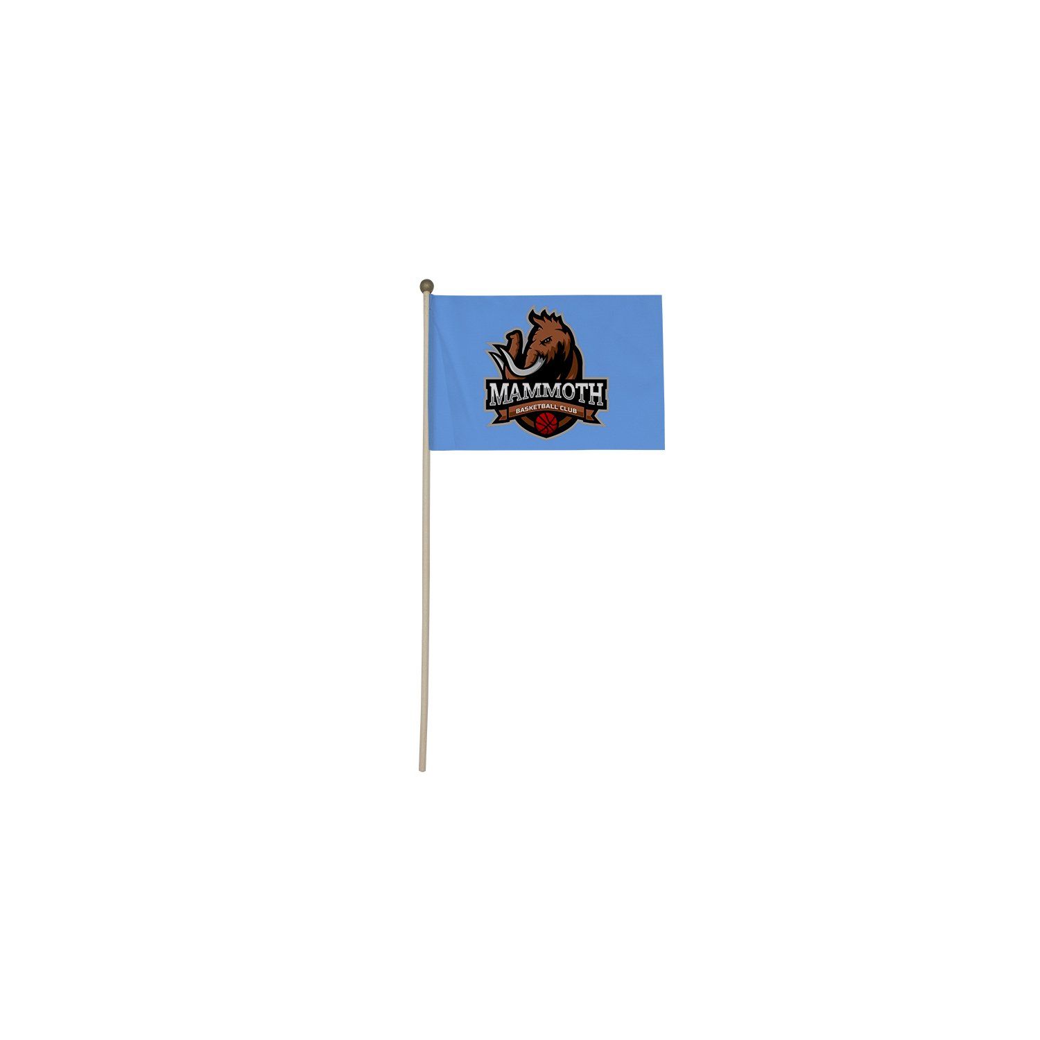 A small flag with a horse on it on a stick.