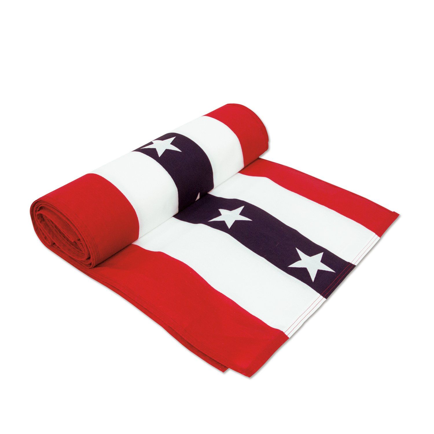 A red white and blue towel with stars on it
