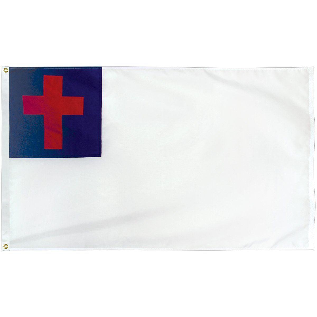 A white flag with a red cross on it.