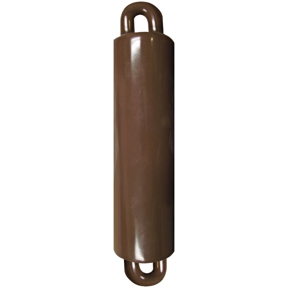 A brown cylinder with two handles on a white background