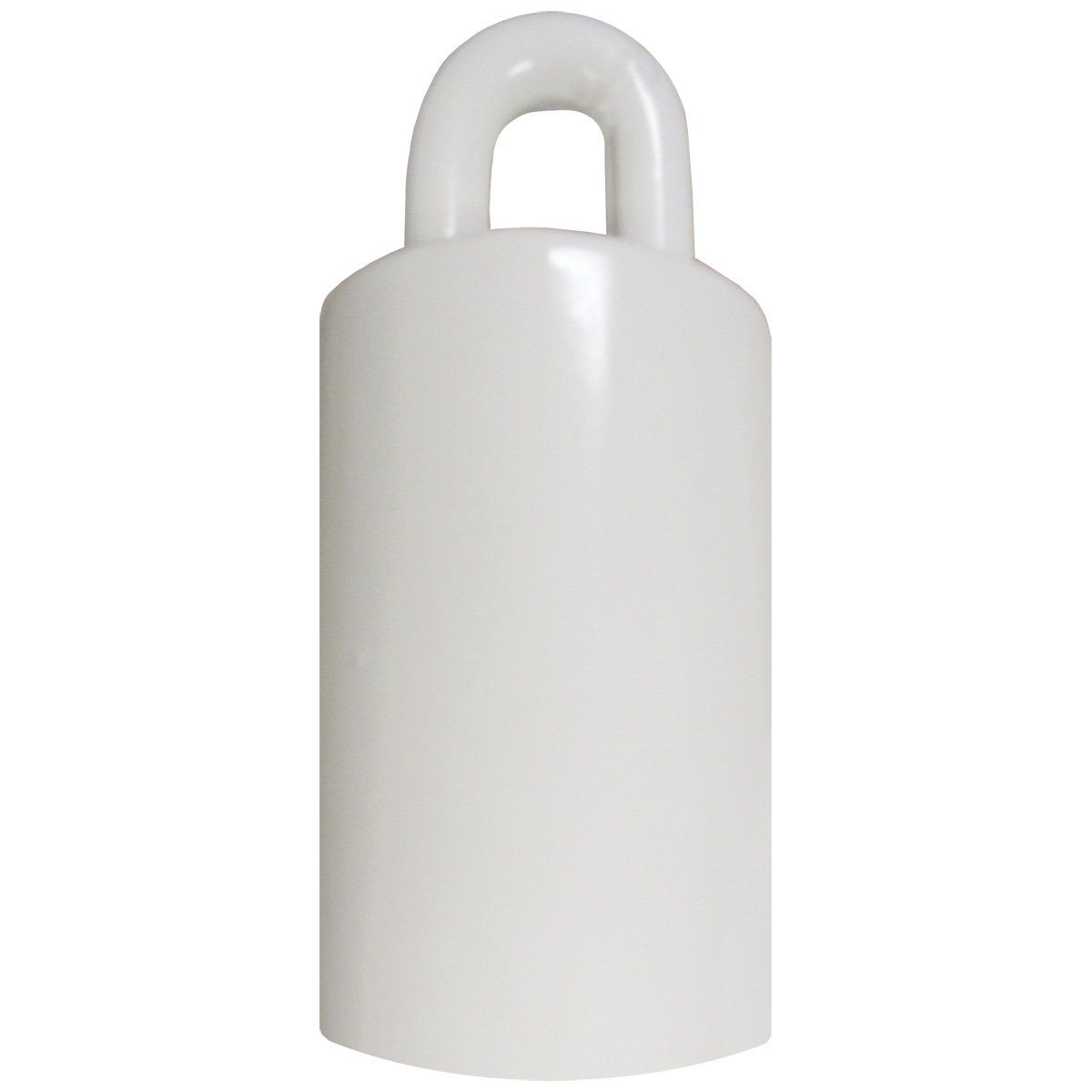 A white vase with a handle on a white background.