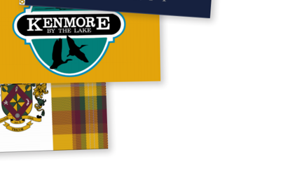 A logo for kenmore by the lake with a bird on it