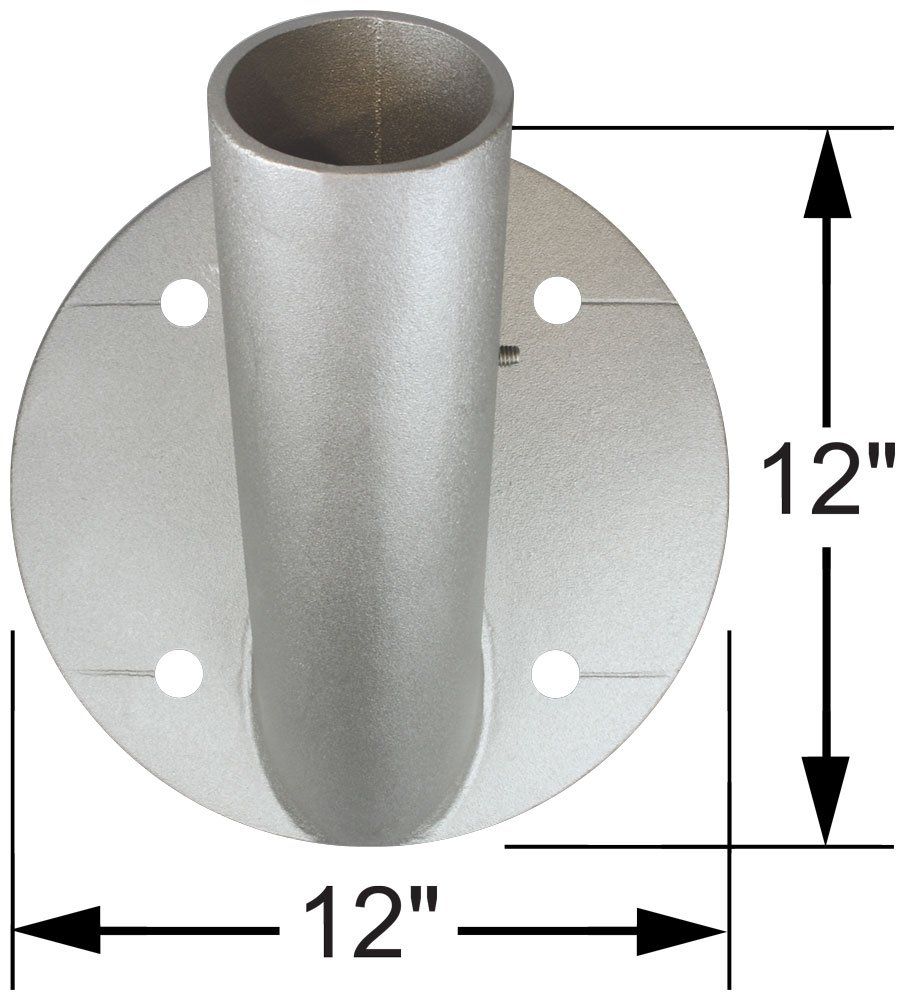 A metal pipe with measurements of 12 inches