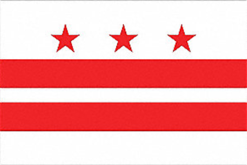 The flag of washington d.c. is red and white with three red stars.