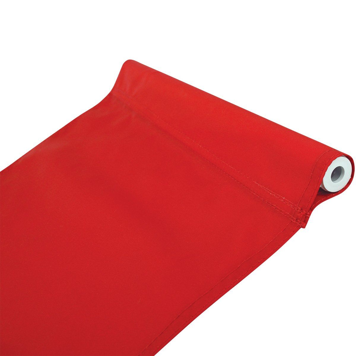 A roll of red fabric with a hole in the middle