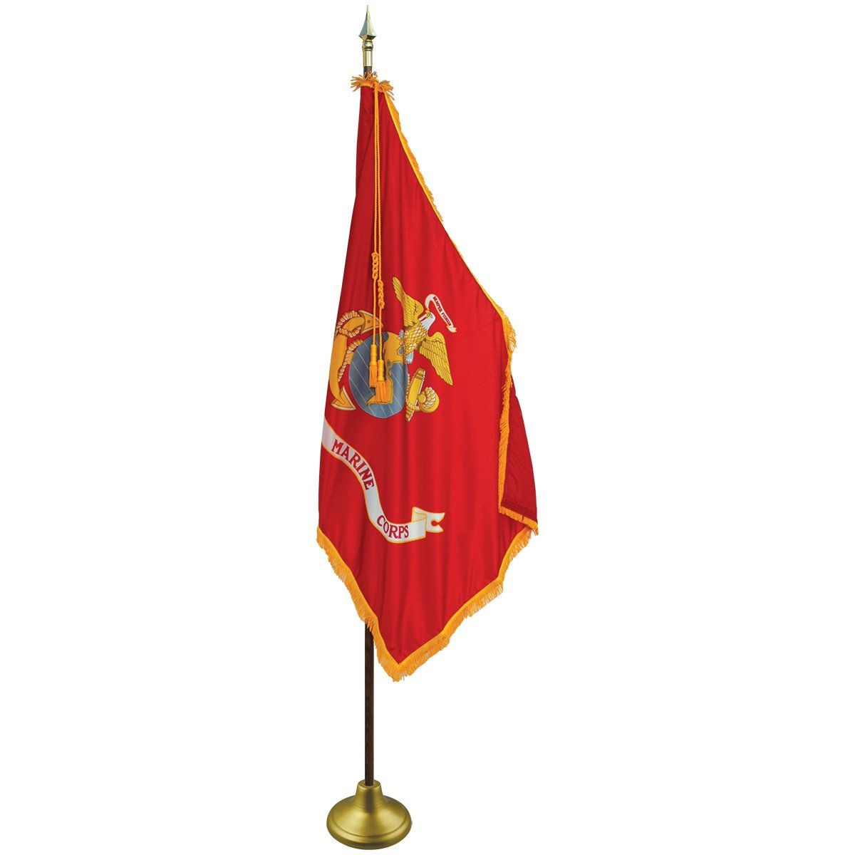 A red flag with the word marines on it