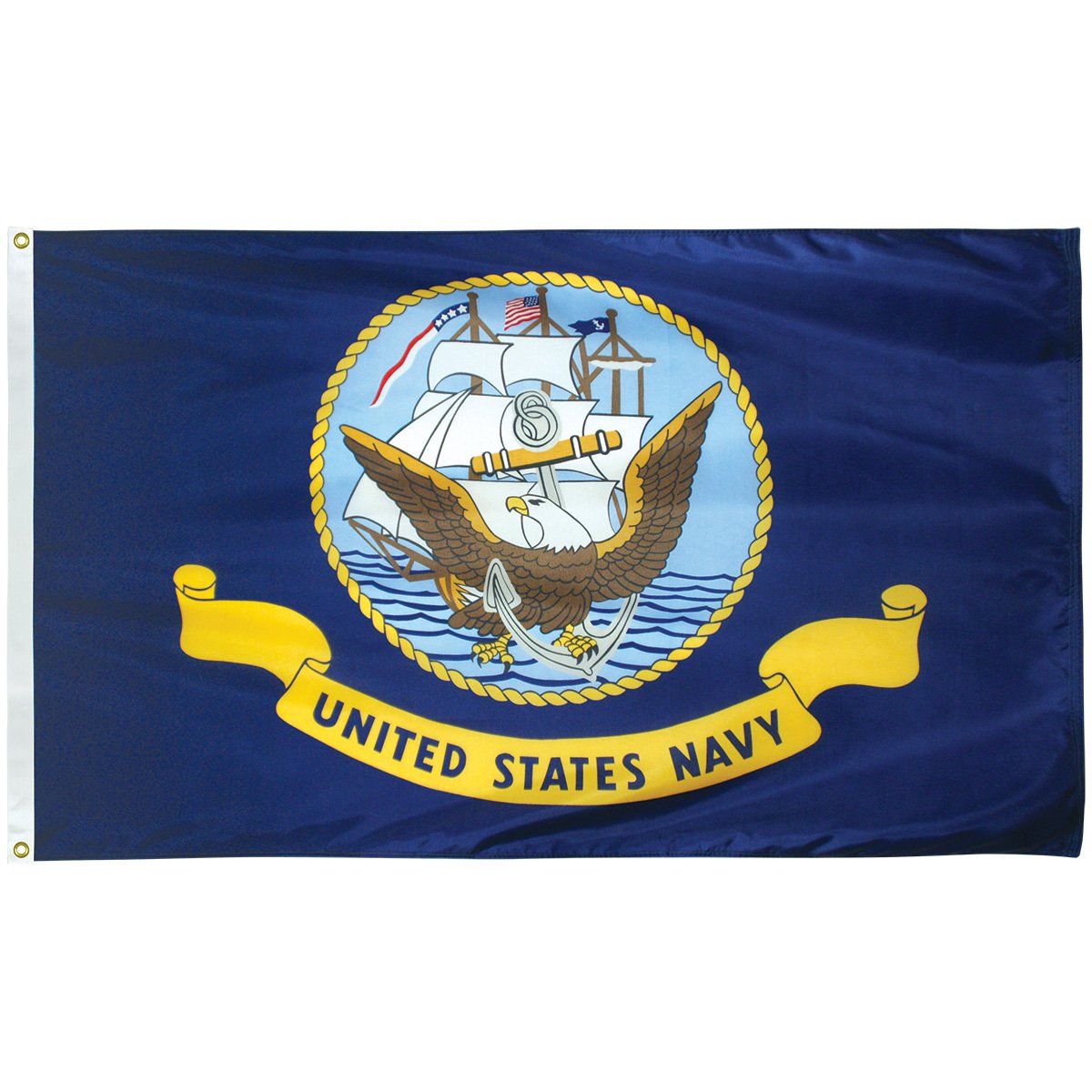 A united states navy flag with an eagle on it