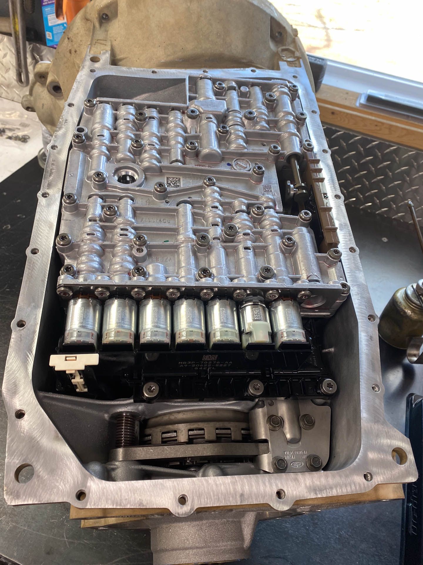 A close up of a gearbox with the lid open