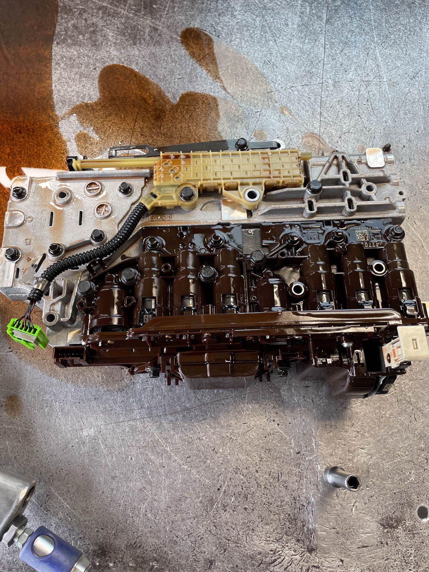 A close up of a piece of metal on a table.