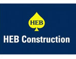 The heb construction logo is on a blue background.