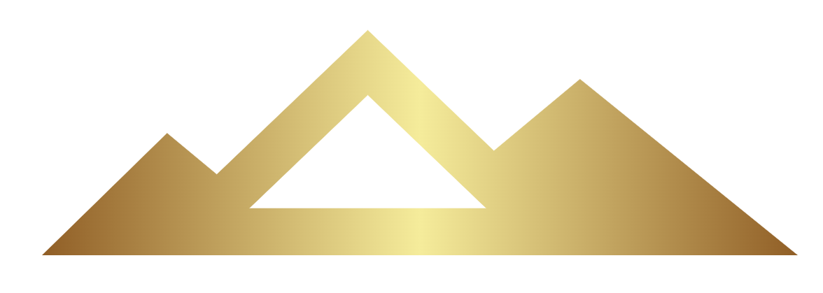 Gold mountain peaks logo on a white background.