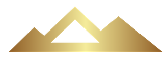 Gold mountain peaks logo on a white background.