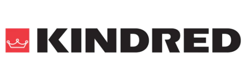 Logo of Kindred. Black text 