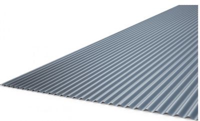 A piece of corrugated metal is shown on a white background.