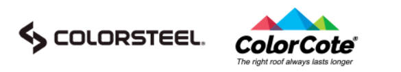 Two logos for colorsteel and colorcote on a white background