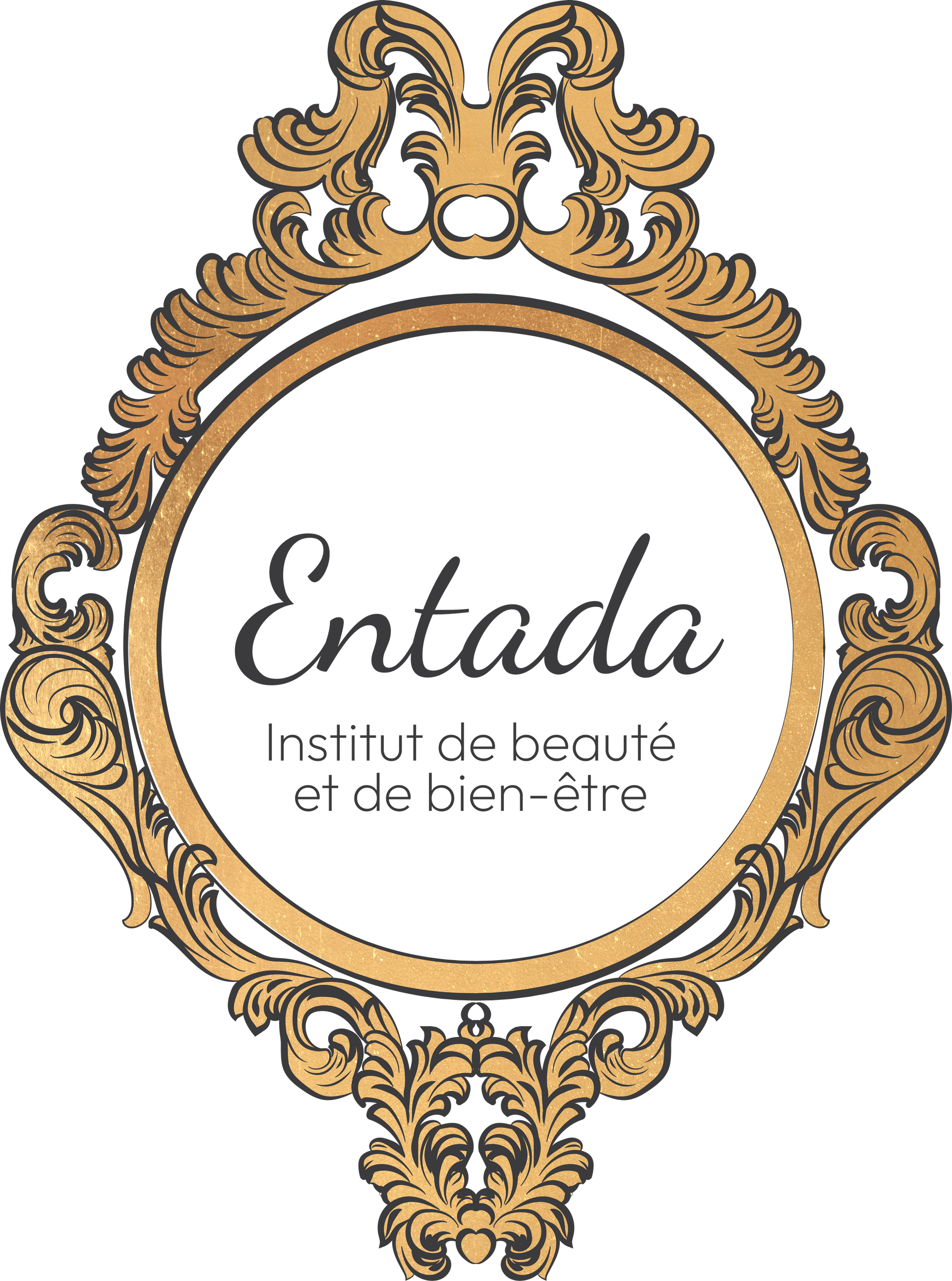 Un logo pour un salon de beauté avec un cadre doré.