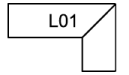 A black and white drawing of a l shape with the number l01 on it.