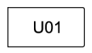 A black and white rectangle with the number u01 on it.