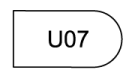 A black and white drawing of a u07 sign on a white background.