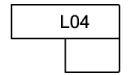 A black and white drawing of a rectangle with the number l04 on it.