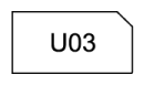 A black and white rectangle with the number u03 on it.