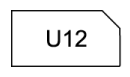 A black and white rectangle with the number u12 on it.