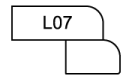 A black and white drawing of a piece of paper with the number l07 on it.