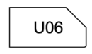 A black and white rectangle with the number u06 on it.