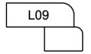 A black and white drawing of a piece of paper with the number l09 on it.