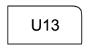 A black and white rectangle with the number u13 on it.