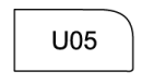 A black and white rectangle with the word u05 on it.