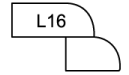 A black and white drawing of a rectangle with the number l16 on it.