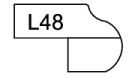 A black and white drawing of a piece of paper with the number l48 on it.