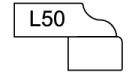 A black and white drawing of a piece of paper with the number l50 on it.