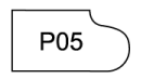 A black and white drawing of a piece of paper with the number p05 on it.