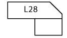 A black and white drawing of a piece of paper with the number l28 on it.