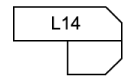 A black and white drawing of a l14 sign on a white background.
