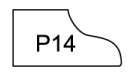 A black and white drawing of a piano with the number 14 on it.
