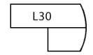 A black and white drawing of a piece of paper with the number l30 on it.