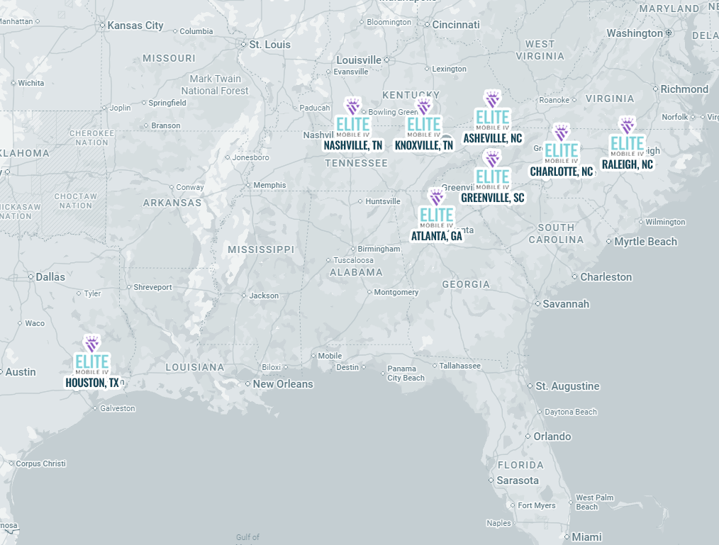 A map of the united states showing the location of tennessee , alabama , georgia , and north carolina.