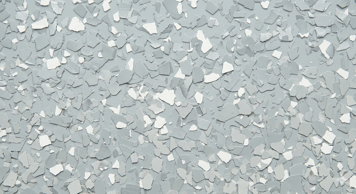 Light gray speckled textured surface with scattered white flakes