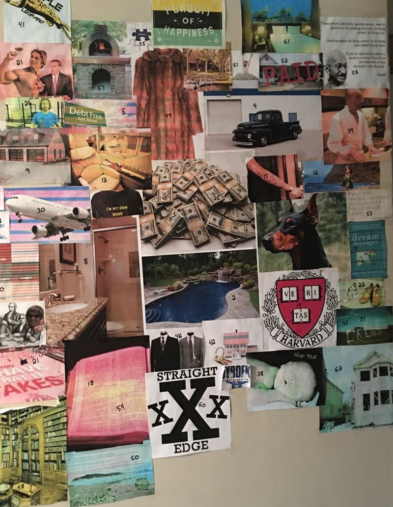 A collage of pictures on a wall