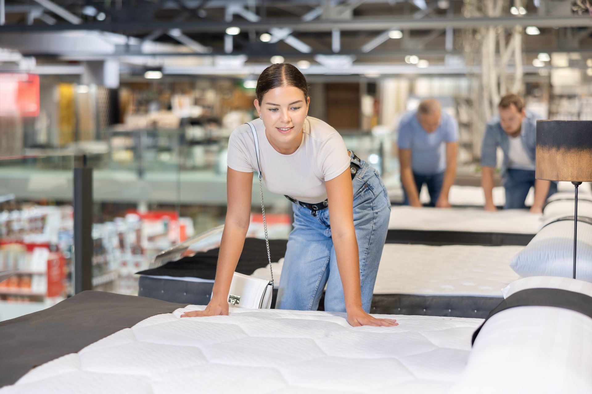 woman choosing mattress for bedroom
